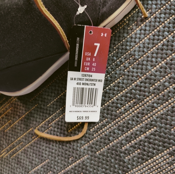 Men's Size 7 Blue Canvas UA Under Armour Sneakers Leather Strings - Picture 4 of 8